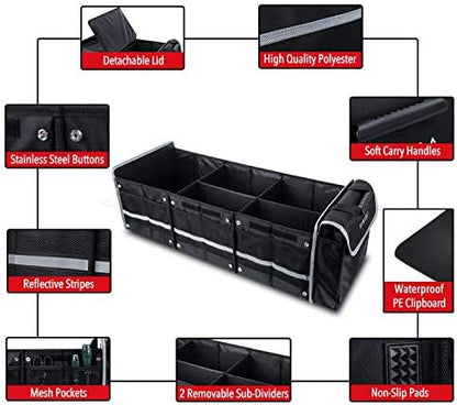 Farasla Waterproof Car Trunk Organizer with Cooler Bag