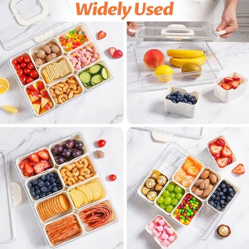 2Pack Snackle Box Containers Dishwasher Safe Divided Serving Tray with Lid