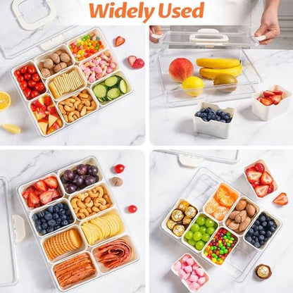2Pack Snackle Box Containers Dishwasher Safe Divided Serving Tray with Lid