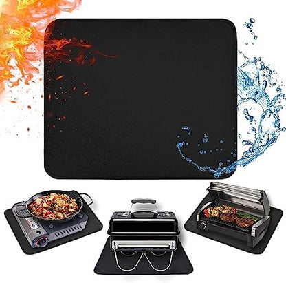 Heat Resistant Mats for Countertop fits Tabletop Grill, 18x15x0.04in, Black