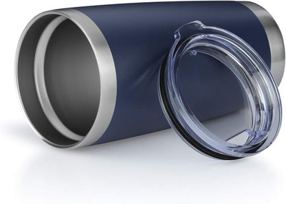 20oz Tumbler Bulk Stainless Steel Vacuum Insulated Tumblers with Lid Double Wall Travel Mug Durable Powder Coated Coffee Cup, Suitable for Ice Drinks and Hot Beverage (Navy 12pack)