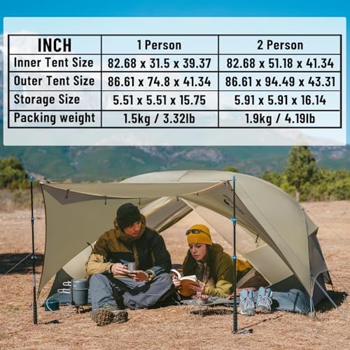 Naturehike Mongar 2 Person Ultralight Backpacking Tent for Camping