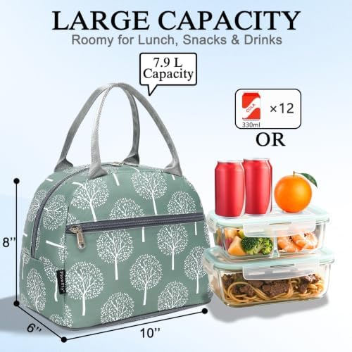 FlowFly Lunch Bag for Women Insulated Lunch Box Corduroy Lunch Tote Cooler for Travel Work Picnic, Dandelion