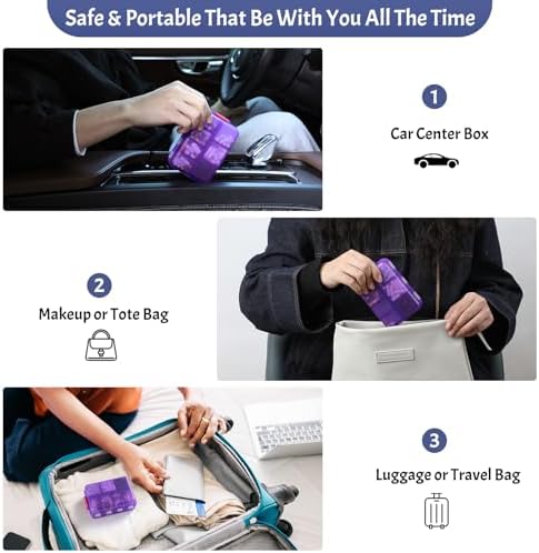 Foldable Portable 7 Day Pill Organizer 2 Times a Day, AM PM Weekly Pill Box