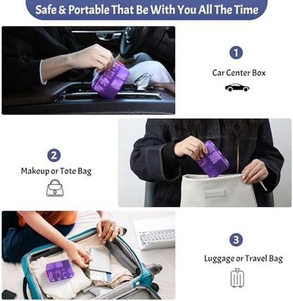Foldable Portable 7 Day Pill Organizer 2 Times a Day, AM PM Weekly Pill Box