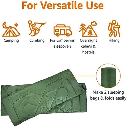 Amazon Basics Double Sleeping Bag for Adults, 40°F Cold Weather Two-Person Camping Bag, Queen Size 87" x 59", Olive Green