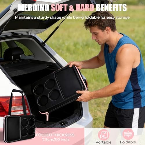 INSMEER Collapsible Cooler with Hard Shell & 4 Cup Holders - 55 Cans