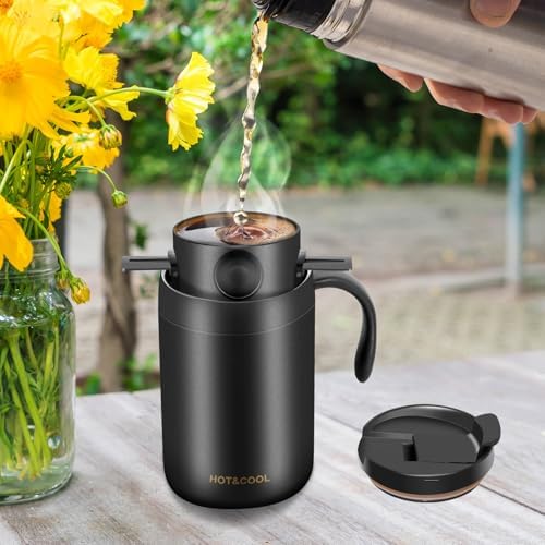 MACIFECI 16oz Camping Coffee Maker Pour Over Coffee Maker Camping Coffee Pot Portable Coffee Maker for Travel Camping Offices Backpacking Outdoor (Black)