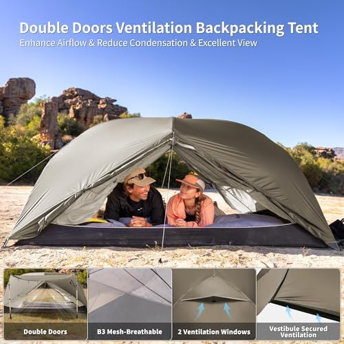 Naturehike Mongar Upgraded 1/2/3 Person Backpacking Tent,Waterproof Lightweight Camping Tent with Footprint