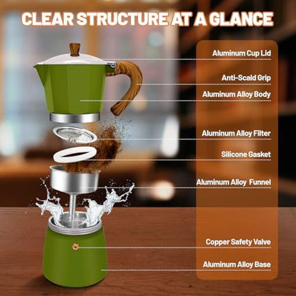 12 Cup Aluminum Espresso Stovetop Moka Pot Express Coffee Maker Percolator Italian Classic Mocha Coffee Machine for Italian and Cuban Cafe Brewing for Home & Camping 600ml 20oz