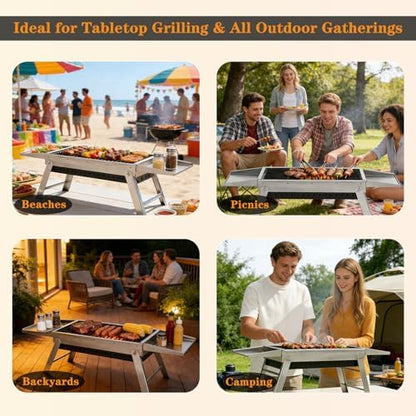 Portable Folding Charcoal Grill Stainless Steel BBQ Grill