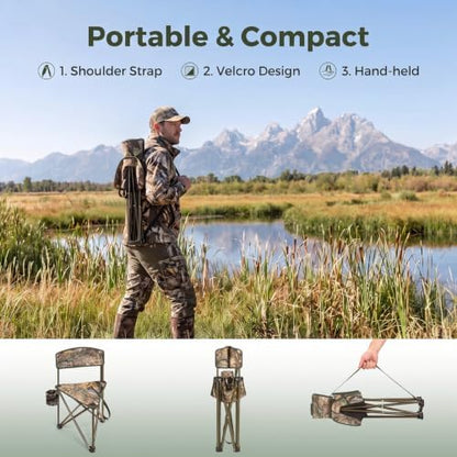 2 Pack Tripod Hunting Chair for Blinds,Lightweight Portable Camo Camping Chair with Backrests,for Hunting,Fishing,Golf Watching,Hiking,Camouflage