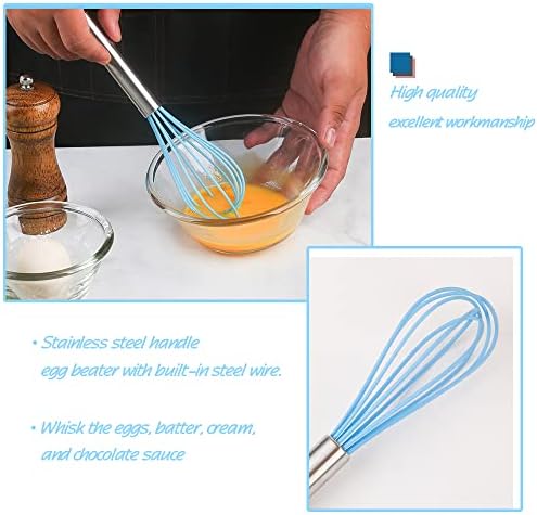Collfa Mini Kitchen Utensil Set - Five-Piece Set, Tiny Silicone Kids Kitchen Tools - Whisk, Tongs, Spoon, Slotted Spatula - Blue