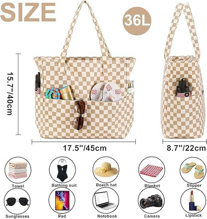 Waterproof Beach Tote Pool Bags for Women Ladies Extra Large Gym Tote Carry On Bag With Wet Compartment for Weekender Travel