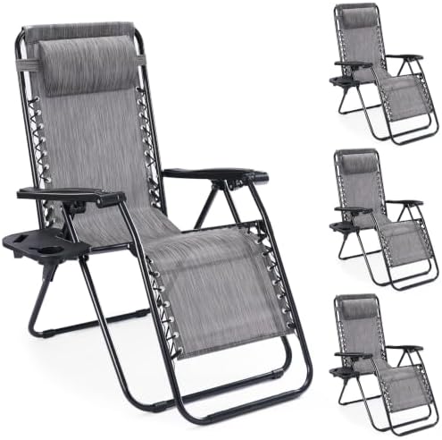 NEWBULIG Zero Gravity Chairs Set of 4, Folding Lounge Recliner Chair