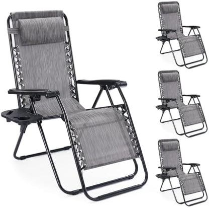 NEWBULIG Zero Gravity Chairs Set of 4, Folding Lounge Recliner Chair