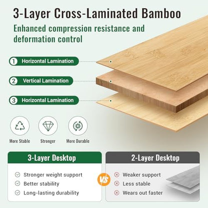 KingCamp Bamboo Folding Camping Table with Adjustable Legs