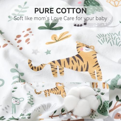 Baby Sleep Sack 6-12 Months, Long Sleeve Baby Wearable Blanket 0.5 Tog with Mittens, 2-Way Zipper Infant Cotton Sleeping Sack for Boy and Girl Green Giraffe 2 Pack (Medium)