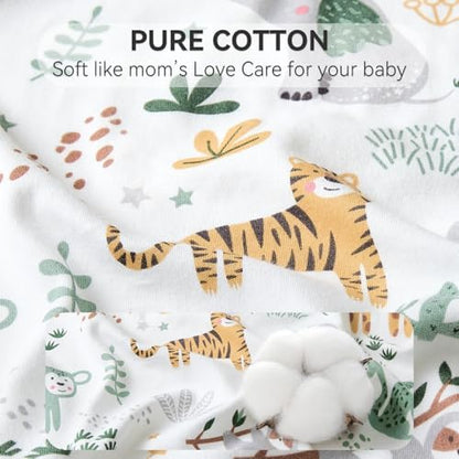 Baby Sleep Sack 6-12 Months, Long Sleeve Baby Wearable Blanket 0.5 Tog with Mittens, 2-Way Zipper Infant Cotton Sleeping Sack for Boy and Girl Green Giraffe 2 Pack (Medium)