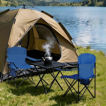 2 Pack Folding Camping Chair with Cup Holder & Side Storage Bag 300lbs Capacity Lightweight High Back Portable for Beach, Picnic, Sport, Cyan