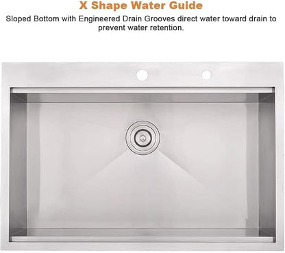 30 Inch Drop In Kitchen Sink Workstation-Bokaiya 30x22 Stainless Steel Drop In - Image 5