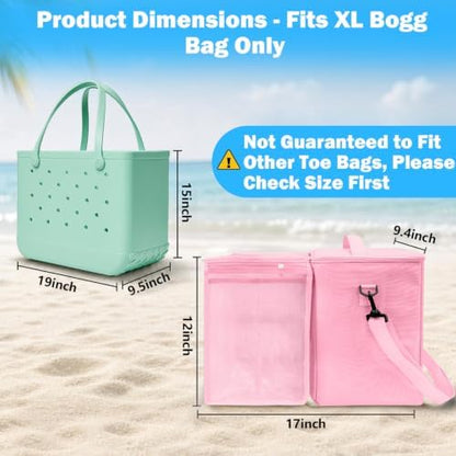 2-in-1 Accessories for XL Large Bogg Bag - Cooler and Organizer Insert, Portable PEVA Cooler Bag, Ice Chest with Handle and Strap, Lightweight Mesh Inserts Bogg Bag Organizer only for XL