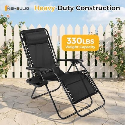 NEWBULIG Zero Gravity Chairs Set of 2, Folding Lounge Recliner Chair