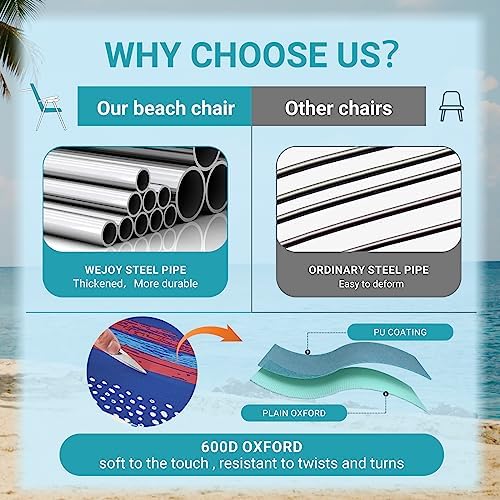 #WEJOY Folding Beach Chairs for Adults, High Back Lightweight for Camp Lawn