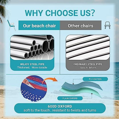 #WEJOY Folding Beach Chairs for Adults, High Back Lightweight for Camp Lawn