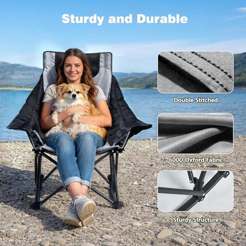 SUNNYFEEL Oversized Folding Rocking Camping Chair 2 Pack, 500lbs Grey