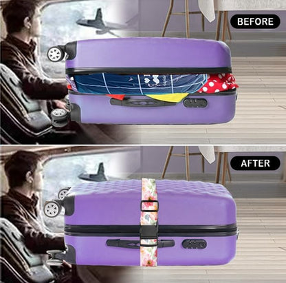 Luggage Straps for Suitcases Travel Belt Accessories, Cute Suitcase Strap, Adjustable Luggage Belt Strap, Heavy Duty with Quick-Release Buckle Luggage Strap Watercolor Red Flowers