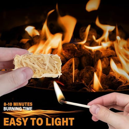 HGD Natural Fire Starters (128 Pcs) - Waterproof & Odorless Charcoal Starters for Fireplace, Campfire, BBQ, Grill, Fire Pit, Wood & Pellet Stove, Chimney, Pizza Oven & Smoker - Indoor & Outdoor Use