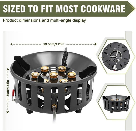 Bestfire Propane Burner, 72,000 BTU Single Burner Gas Stove for Outdoor Cooking, Windproof Camping Stove with Piezo Ignition, Extended Hose & 3 Adapters, Portable with Carrying Bag