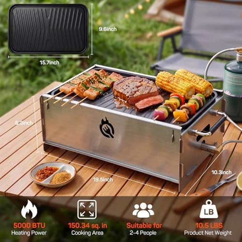Stainless Steel Portable Tabletop Charcoal Grill, Foldable Camping Grill
