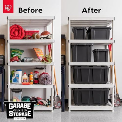 IRIS USA 6-Pack 20 Gal Heavy Duty Lockable Storage Totes with Lids, Black