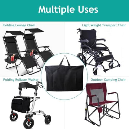 Heavy Duty Folding Chair Storage Bag, 600D Chair Storage Case for Beach Chair Camping Chair Zero Gravity Chair Folding Recliners, Extra Large Travel Bag with Zippers, 41.5" Lx 11" Wx 28.5" H