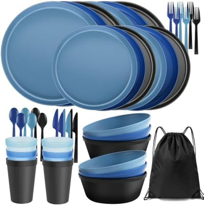 42 Piece Dinnerware Set for 6, Unbreakable Plates and Bowls Sets