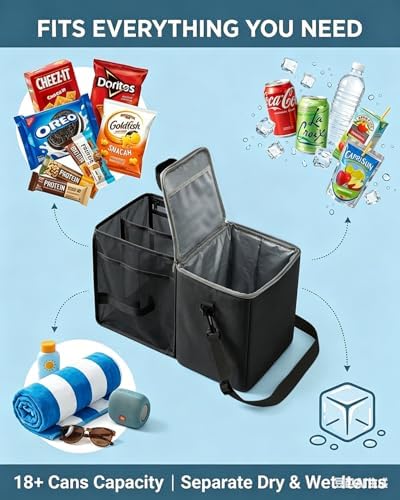 Insulated Cooler Organizer Insert Compatible with XL Bogg Bag,2-in-1 Dry-Wet Separate Tote Insert Leakproof Cooler&Mesh Storage Bag,Bogg Bag Accessories for Beach,Camping