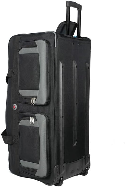 36" Rolling Duffle Bag with Wheels and Handle - Multiple Compartments/Compression Straps With Buckles