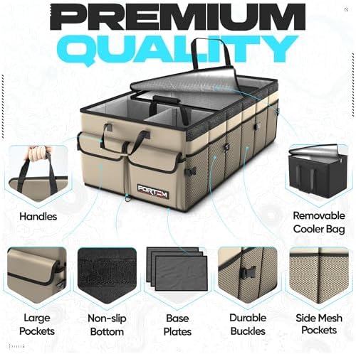 FORTEM Trunk Organizer - Foldable Car Organizer with Cooler for SUV, Trucks