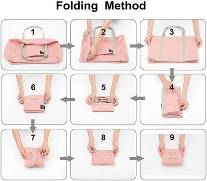 Foldable Travel Duffel Bag (2 Pack), For Spirit Airlines, Weekender Overnight Bag, Tote Carry on Luggage Sport Duffle Weekender Overnight for Women and Girls (Pink Blue)