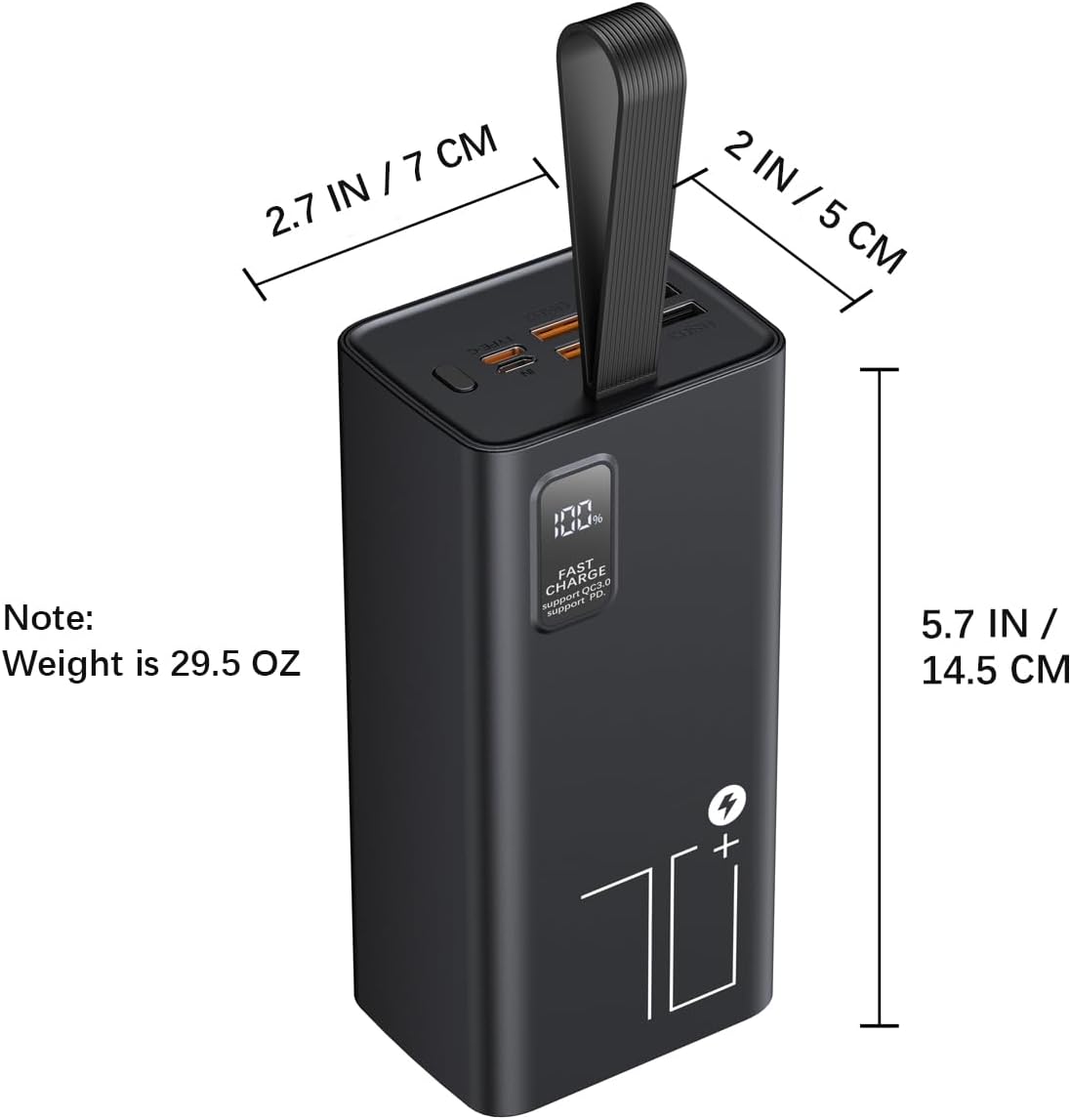 Portable Charger 70000mAh Power Bank High Capacity, 30W PD & QC 3.0 Fast Charging, 5 Output 2 Input USB-C Battery Pack with LED Display for Phone Tablet Camera & Camping Outdoor Travel Party