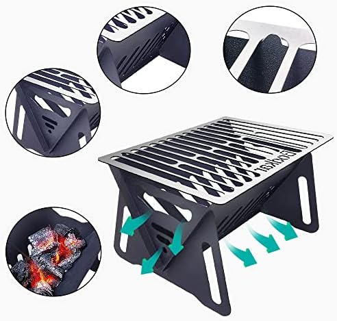 Bodkar Charcoal Grill, Portable BBQ Smoker - Lightweight Tabletop Outdoor Grill for Camping, Picnics, Garden, Beach Parties - 6"*4.6"*4.9