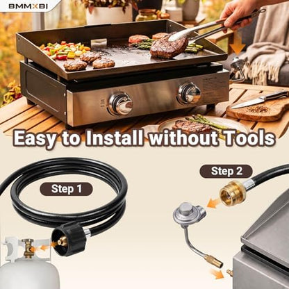 Griddle Regulator with 6FT Propane Adapter Hose for Blackstone 17/22 Inch Tabletop Griddles Gas Regulator Fit for CharBroil 19952085 Propane Regulator for Pit Boss & Member's Mark 22" Griddle Parts