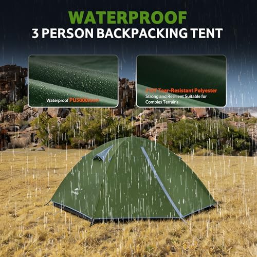 Naturehike Bleik-A 2-3 Person Camping Tent, Waterproof Double Layer Lightweight Backpacking Tents for Camping