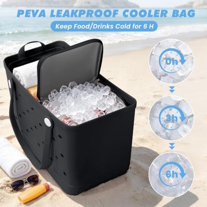 Cooler Organizer Insert Compatible with Bogg Bag XL, Leak-Proof Ice Chest Beach Bag with Removable Divider, Zippered Pouch, Portable Travel Organizer for Beach, Picnic, Camping, Pool