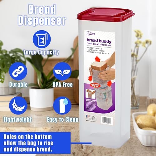 Buddeez Bread Buddy Bread Box, Keeps 1 Sandwich Size Loaf Fresh