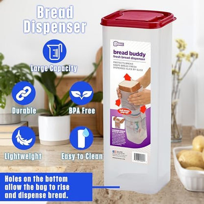 Buddeez Bread Buddy Bread Box, Keeps 1 Sandwich Size Loaf Fresh