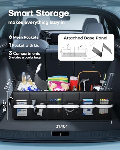 HOTOR Trunk Organizer - Car Organizer with Built-In Leakproof Car Cooler