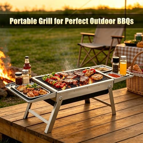 Portable Folding Charcoal Grill Stainless Steel BBQ Grill